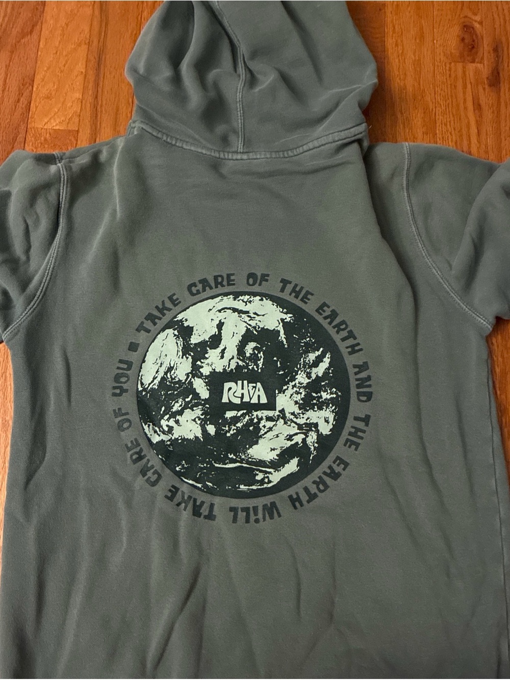 RHEA Earth Graphic Hoodie in Olive Green